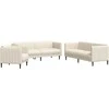 Sofa Sofos komplektas, 3 dalių, kreminės spalvos, audinys