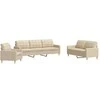 Sofa Sofos komplektas, 3 dalių, kreminės spalvos, audinys