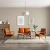 Sofa Sofos komplektas, 3 dalių, rudas, tikra oda ir akacijos masyvas