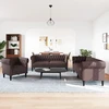 Sofa Sofos komplektas, 3 dalių, tamsiai rudos spalvos, audinys