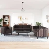 Sofa Sofos komplektas, 3 dalių, tamsiai rudos spalvos, audinys