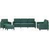 Sofa Sofos komplektas, 4 dalių, tamsiai žalios spalvos, aksomas