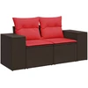 Sofos komplektas 5 vnt. Ruda ir raudona 200 x 200 x 85 cm