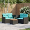 Sofos komplektas 6 vnt. Juoda ir mėlyna Poli ratanas ir plienas