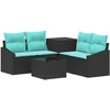 Sofos komplektas 6 vnt. Juoda ir mėlyna Poli ratanas ir plienas