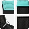 Sofos komplektas 7 pcs Juoda ir mėlyna Poli ratanas ir plienas