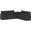 Sofos komplektas 7 pcs Juoda Poli ratanas ir plienas