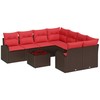 Sofos komplektas 9 pcs Ruda ir raudona Poliesteris