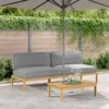 Sofa Sofos komplektas su pagalve 2 pcs Pilka Kietos akacijos mediena
