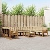 Lauko sofos komplektas su pagalve 11 pcs Natūralus ir bežinis