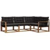 Sofa Lauko sofos komplektas su pagalve 4 pcs Natūrali ir juoda