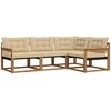 Sofa Lauko sofos komplektas su pagalve 4 pcs Natūralus ir bežinis