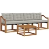 Lauko sofos komplektas 5 vnt. Natūrali ir šviesiai pilka