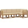 Sofa Lauko sofos komplektas su pagalve 5 pcs Natūralus ir bežinis
