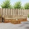 Lauko sofos komplektas su pagalve 5 pcs Natūralus ir bežinis