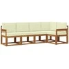 Sofa Lauko sofos komplektas su pagalve 5 pcs Natūralus ir grietinėlė