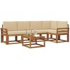 Sofa Lauko sofos komplektas su pagalve 6 pcs Natūralus ir bežinis