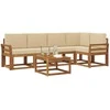 Sofa Lauko sofos komplektas su pagalve 6 pcs Natūralus ir bežinis