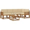 Sofa Lauko sofos komplektas su pagalve 6 pcs Natūralus ir bežinis