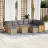 Sofa Sofos komplektas su pagalvėlėmis, 10 dalių, smėlio, poliratanas
