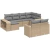 Sofa Sofos komplektas su pagalvėlėmis, 10 dalių, smėlio, poliratanas