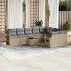 Sofa Sofos komplektas su pagalvėlėmis, 10 dalių, smėlio, poliratanas