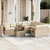 Lauko baldų komplektas Sofos komplektas su pagalvėlėmis, 10 dalių, smėlio, poliratanas
