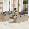 Sofa Sofos komplektas su pagalvėlėmis, 13 dalių, smėlio, poliratanas
