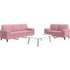 Sofa Sofos komplektas su pagalvėlėmis, 2 dalių, rožinis, aksomas
