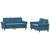 Sofa Sofos komplektas su pagalvėlėmis, 2 dalių, mėlynas, aksomas