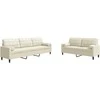 Sofa Sofos komplektas su pagalvėlėmis, 2 dalių, kreminis, aksomas