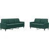Sofa Sofos komplektas su pagalvėlėmis, 2 dalių, žalias, aksomas
