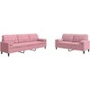Sofa Sofos komplektas su pagalvėlėmis, 2 dalių, rožinis, aksomas