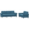 Sofa Sofos komplektas su pagalvėlėmis, 2 dalių, mėlynas, aksomas