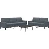Sofa Sofos komplektas su pagalvėlėmis, 2 dalių, pilkas, aksomas