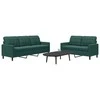 Sofa Sofos komplektas su pagalvėlėmis, 2 dalių, žalias, aksomas