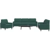 Sofa Sofos komplektas su pagalvėlėmis, 3 dalių, žalias, aksomas