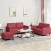 Sofa Sofos komplektas su pagalvėlėmis, 3 dalių, vyno, dirbtinė oda