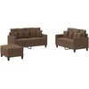 Sofa Sofos komplektas su pagalvėlėmis, 3 dalių, rudas, audinys