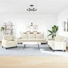 Sofa Sofos komplektas su pagalvėlėmis, 3 dalių, kreminis, aksomas