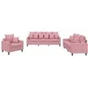 Sofa Sofos komplektas su pagalvėlėmis, 3 dalių, rožinis, aksomas