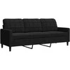 Sofa Sofos komplektas su pagalvėlėmis, 3 dalių, juodas, aksomas