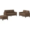 Sofa Sofos komplektas su pagalvėlėmis, 3 dalių, rudas, audinys