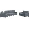 Sofa Sofos komplektas su pagalvėlėmis, 3 dalių, pilkas, aksomas