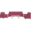 Sofa Sofos komplektas su pagalvėlėmis, 3 dalių, vyno, aksomas