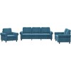 Sofa Sofos komplektas su pagalvėlėmis, 3 dalių, mėlynas, aksomas