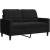 Sofa Sofos komplektas su pagalvėlėmis, 3 dalių, juodas, aksomas