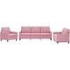 Sofa Sofos komplektas su pagalvėlėmis, 3 dalių, rožinis, aksomas