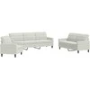Sofa Sofos komplektas su pagalvėlėmis, 3 dalių, kreminis, aksomas
