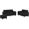 Sofa Sofos komplektas su pagalvėlėmis, 3 dalių, juodas, audinys